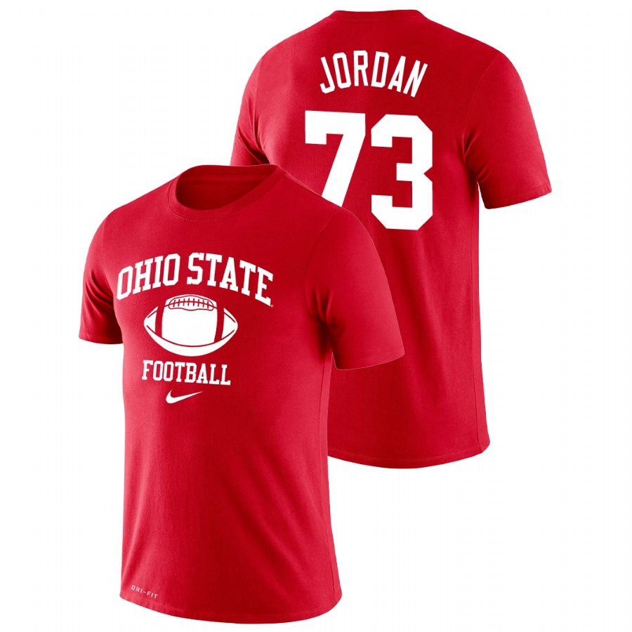 Ohio State Buckeyes Men's NCAA Michael Jordan #73 Scarlet Retro Legend Performance College Football T-Shirt DGP8449GP